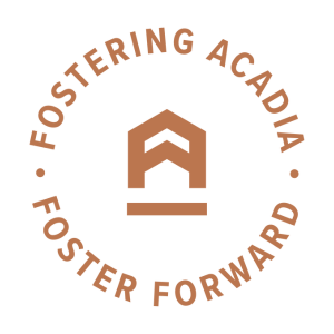 Logo of Fostering Acadia featuring a stylized house above the text 