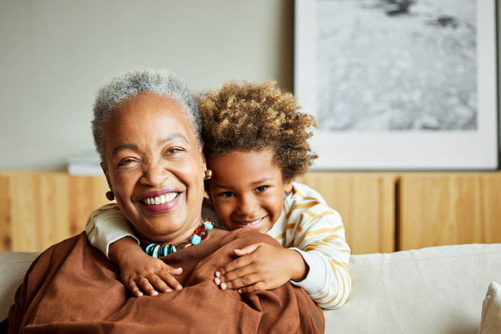 Grandmother with her grandson she is taking care of after his parents cannot.